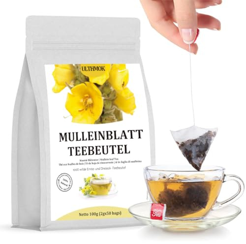 Thé de Molène 50 Sachets Pur et naturel, Mullein Leaf Tea sans additifs, sans caféine