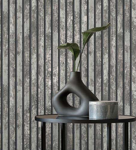 GAULAN 682387 Papier peint effet lattes de bois vieilli avec détails métallisés pour mur salon chambre couloir stanza salle à mange tête de lit hall - Rouleaux de 10 m x 0,52 m