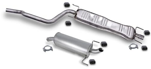 ATEC Germany Auspuff Schalldämpfer Set 1x Mittelschalldämpfer, 1x Endschalldämpfer, 6x Anschlagpuffer, 2x Bügelschelle Ø 60 mm Kompatibel mit OPEL ZAFIRA/ZAFIRA FAMILY B (A05)