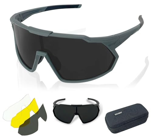 TWO-X Speed Fahrradbrille MTB-Brille Sportbrille Unisex Radbrille 3 Gläser grau Laufbrille