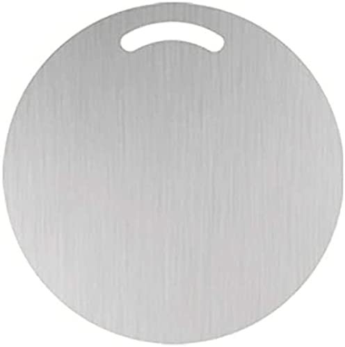 Planche à découper ronde en acier inoxydable pour fruits, légumes, viande, argent, 40 cm, 69 tranquillité