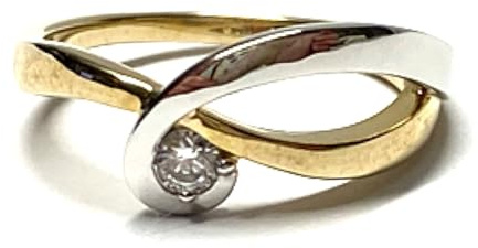 Ring 333/- Gelbgold Zirkonia Glanz bicolor Klassiker Schmuckring Bandring #54