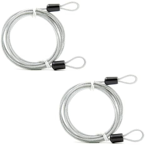 Lot de 2 câbles de verrouillage pour vélo, double boucle en acier inoxydable, 2 m x 2,5 mm