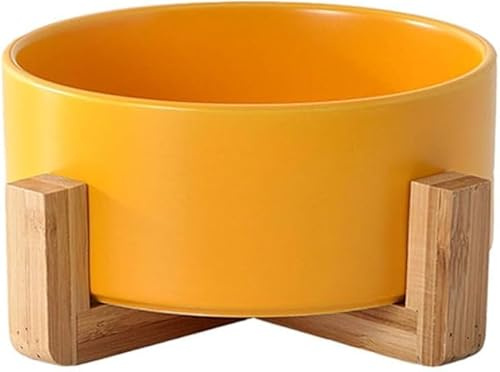 Bol en Céramique Design pour Chiens et Chats - Gamelle pour Nourriture et Eau, Croquettes (Jaune, 1 Bol)