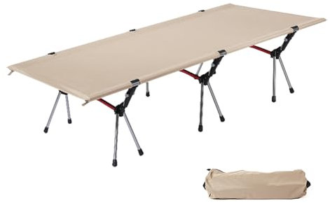 Tragbares Klappbett mit Halterung aus Aluminiumlegierung, stabile Struktur für Hinterhof, Garten, hohe und niedrige Doppelnutzung (weiß)