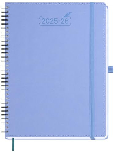BEZEND Kalender 2026 Wochenplaner A4,18-Monate Juli 25-Dez 26,Buchkalender Ringbuch PU-Leder Softcover 1 Woche 2 Seiten mit Stifthalter - Kornblume