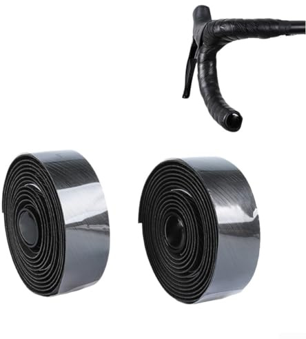HEIBTENY Lenkerbänder für Mountainbikes/Rennräder mit stoßdämpfender, widerstandsfähiger Feuchtigkeitsableitung 2 x Fahrrad-Lenkerbänder+ 2 x Lenkerhörnchen+ 2 x Abschlussband(black)