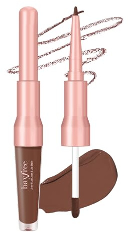bayfree 2-in-1 Lip Liner and Lip Stain, Tinte Labios Pigmentación y Duradero, Delineador de Labios de Acabado Mate, Hidratante, Impermeable y No Testado en Animales
