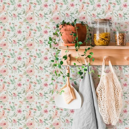 Piastrelle Adesive Cucina 20x20 cm Verde Rosa Floreale Piastrelle Adesive Bagno Paraschizzi Cucina Impermeabili Pavimento PVC Adesivo Mattonelle Adesive per Mobili Decorazione 10 Pezzi