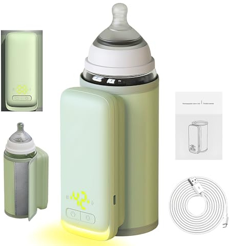 Flaschenwärmer Baby Unterwegs, HOVCEH Tragbarer Flaschenwärmer Baby, 8000mAh Dämmung Portable Bottle Warmer, Drahtloses Mobiler Babyflaschen Wärmer, Schneller Heizung, LCD Display