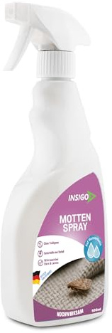 INSIGO Motten Abwehrspray 500 ml - Direkte Wirkung für Motten, Kleidermotten & Lebensmittelmotten - Rückstandsarmes Mottenspray auch für den Wohn- und Schlafbereich geeignet