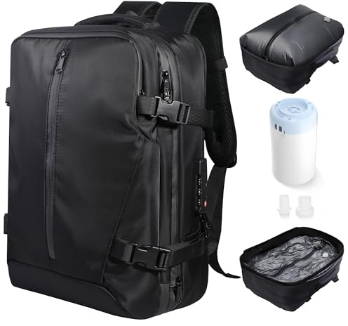 Sac à dos sous vide, 48 x 33 x 17 cm, sac à dos de voyage 60 L, bagage cabine, sac à dos pour ordinateur portable, sac à dos étanche 18 pouces à glisser sous le siège avec compartiment à chaussures