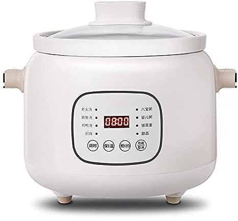 forestalk Cooker Lento in Ceramica in Stufato Elettrico, Pentola per Cottura Multifunzione Domestica con Timer di Ritardo di 24 Ore E Mantieni Una Funzione Calda, 3 Litri (4-5 Persone), 220 W, Bianco