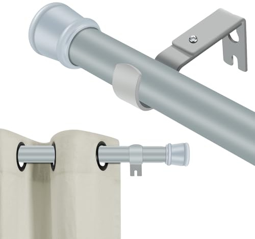 Bastoni per tende resistenti per finestre da 80 cm, set di aste per tende regolabili da 2,5 cm con staffe, asta per tendaggi in metallo per camera da letto, cucina, soggiorno 25LMG32SIL