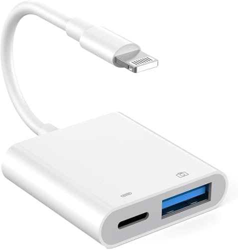 Vecbmn Adattatore Lightning USB, Adattatore Lightning a USB OTG per iPhone, per iPhone iPad, OTG per Lettore di Schede, Unità Flash U-S-B, U Disk, Mouse, Tastiera, MIDI - Plug and Play