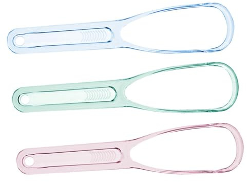 FOYTOKI Raschietto per Lingua 3 Pezzi in Plastica Manico a Forma Arcuata per Pulizia e Riduzione Dell'alito Cattivo Igiene Orale