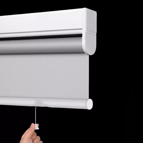 Cordless Blackout Roller Blind, Automatic Spring-Loaded Window Shade, UV Protection Fabric, Custom Size (80cm x 100cm), Ideal for Home & Office, 60% Light Blocking