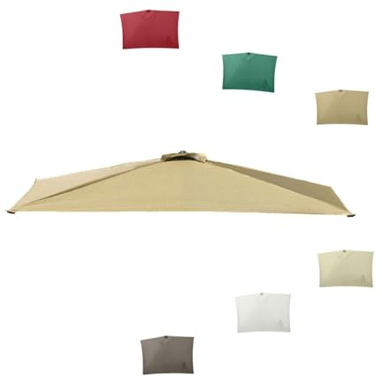 Toldo de repuesto para media sombrilla rectangular de 200 cm, 250 cm, 5 varillas, tela de repuesto para sombrilla de patio (caqui, 2,5 x 1,2 m)