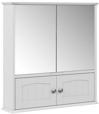 Vicco Spiegelschrank Bianco, Weiß, 56 x 58 cm | zur Wandmontage mit höhenverstellbarem Einlegeboden