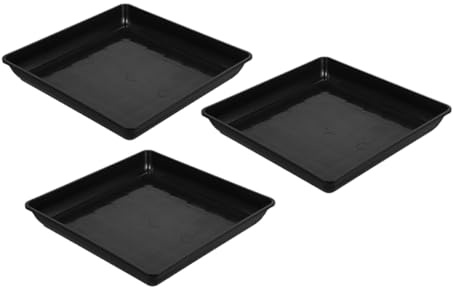 VALICLUD Soucoupes pour Plantes D’intérieur et Extérieur – Lot de 3 Plateaux de Pot de Fleurs Rectangulaires 40 Cm en Polypropylène Noir – Récupération D’Eau et Protection des Surfaces –