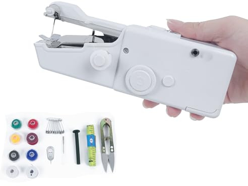 Handhållen symaskin, minisymaskin, lätt och enkel att använda sladdlös handhållen, viktiga verktyg for gör-det-själv-nybörjare(White)