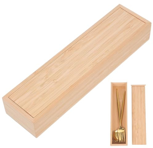POPETPOP Boîte à en Couvercle Coulissant Rectangulaire Rangement pour Couteaux et Compacte Matériau Écologique Cuisine Ménagère