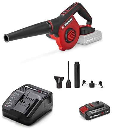 Einhell Akku-Bläser TE-CB 18/270 Li PXC (18 V, max. 270 km/h Luftgeschwindigkeit, 5 Stufen, inkl. Verlängerung, Standard-, Flach-, Bohrlochdüse, inkl. 2,5 Ah Akku)