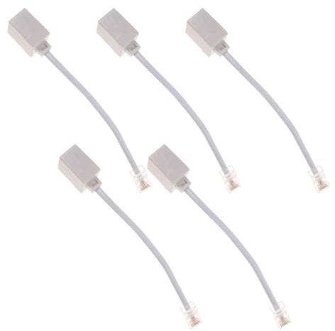 Toddmomy 5 Pezzi Adattatore da Rj45 a Rj11 per Telefonica Fissa, Convertitore Cavo Ethernet a Presa Telefonica Rj45-rj11, Connettore Adattatore Plug-and-play per Ufficio e Casa