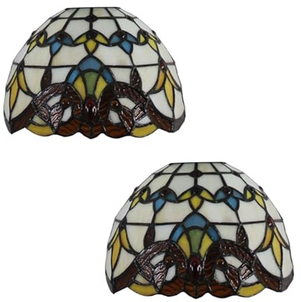 HCZKIUJY 2 Piezas de Pantallas de lámpara de Estilo Barroco de 8 Pulgadas, Solo Pantallas de vitral Tiffany para lámpara de mesita de Noche, lámpara de Lectura, lámpara de Estudio, lám(Large Hole)