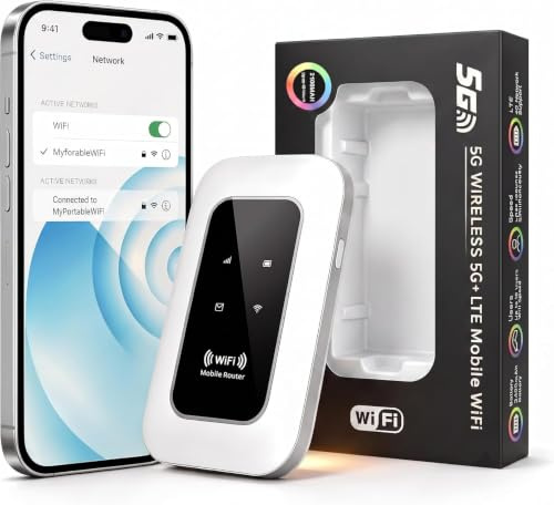 Routeur 5G Portable WiFi 6 avec Slot SIM Déverrouillé – Modem 5G Carte SIM, Internet Mobile Haut Débit 5G/4G+, Jusqu’à 28 Appareils, Idéal Voyage & Télétravail