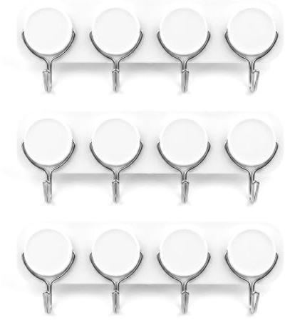 Ganci Adesivi da Parete Senza Fori per Bagno Cucina e Ingresso (3 Pezzi A) | Installazione Autoadesiva, Ganci in Metallo, Design Salvaspazio, per Asciugamani, Chiavi, Utensili e Accessori