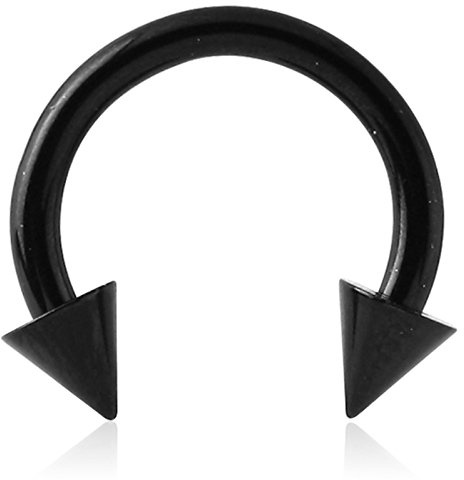 eeddoo Piercing Hufeisen mit Stacheln Schwarz Titan Stärke: 1,6 mm Durchmesser: 8 mm 4 mm