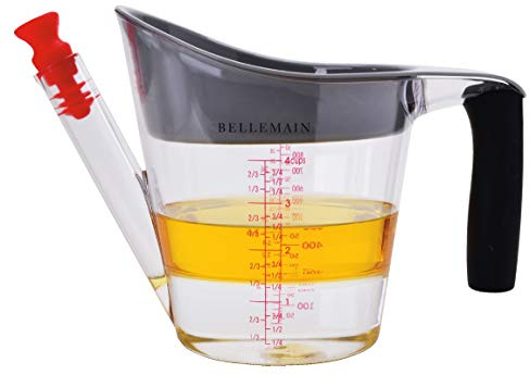 Bellemain 4-Cup Fat Separator/Measuring Cup with Strainer & Fat Stopper / 1 Liter Capacity