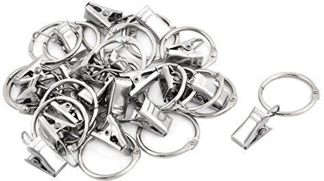uxcell Metal Window Curtain Drapery Hanging Hook Clip Clamp Ring 20pcs Silver Tone