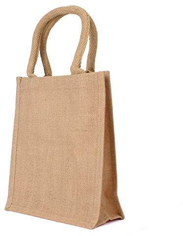 Milltown Merchants Jute Burlap Tote Bags - Natural Burlap Bags with Cotton Handles - Reusable Tote Bags with Laminated Interior - Shopping Bag/Grocery Bag/Gift Bag (12 pack, Natural - Small)