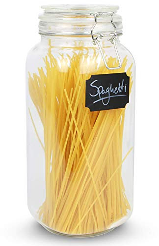 Maison & White 2.2L Clip-Top Glass Storage Jar | Airtight | Vintage Tall Container | Pasta Cereal Spaghetti | Dry Food Containers | M&W