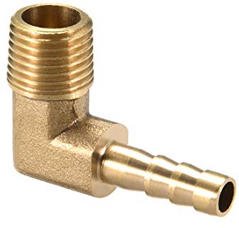 sourcing map Conector de manguera de púas de 6 mm latón codo 90 grados | púas a conector adaptador de tubería macho de 1/4 PT
