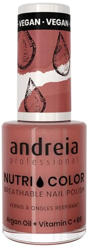 Andreia Professional NutriColor Atmungsaktiver Nagellack - Veganer und Tierversuchsfreier - Nagelkunst Nagellack mit langanhaltendem Glanz-Finish - Farbe NC9 Pink - 10.5ml