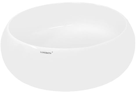 ECD Germany Tvättställ Keramik Rundt tvättställ Ø 350 x 120 mm Vit - Bänkskåp Handtvättställ Bänkskåp Vattenfall Tvättskål Tvättnyckel