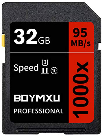 BOYMXU Tarjeta de memoria profesional de 32 GB, clase 10, U3, hasta 95 MB/s para cámaras y videocámaras, color rojo y negro
