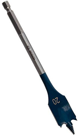 Charles Watson Self Cut Speed Flat Wood Bit Hex Shank, 20mm x 152mm | Grey sandblasted finish on tough steel cuts 3x faster than standard spade bits; works in softwood and hardwood.