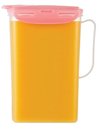 LocknLock Aqua - Jarra de agua para puerta de nevera con asa, de plástico sin BPA, con tapa superior abatible, perfecta para hacer tés y jugos, 2 cuartos de galón, color rosa