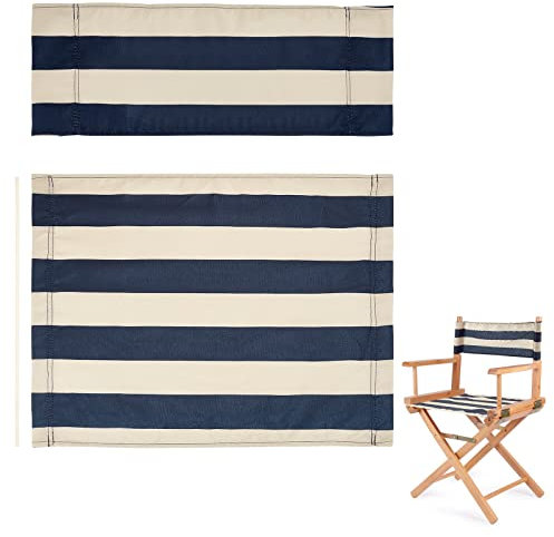 AHANDMAKER 1 Set Ersatzbezug Für Regiestuhl, Stripe Directors Chair Polyester-Baumwoll-Gemisch-Ersatz Mit Holzstab, Causal Directors Chair Cover Kit Für Home Director Stuhl, Dunkelblau