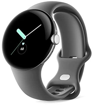 Google Pixel Watch – Android smartwatch with activity tracking – Heart rate tracking watch – Polished Silver Stainless Steel case with Charcoal Active band, LTE (Renewed)