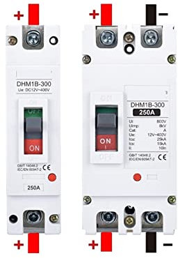 LOUIKA 1 pièces DC12V 24V 48V 250A disjoncteur à boîtier moulé, Batterie 100A 200A 300A 400A 600A MCCB Protecteur de Pile de Charge de Voiture (Size : 2P, Color : 100A)