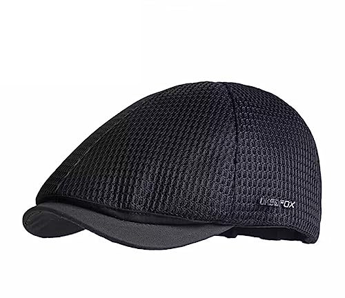 QI YUAN Schirmmütze Herren Sommer Newsboy Cap Hollow Mesh Barette Atmungsaktiv Sportmütze