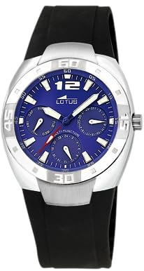 LOTUS Reloj Hombre Analógico de Caucho Negro