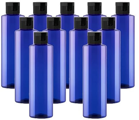 LusDoly 24 Pezzi 250ml flaconi vuoti da Bl in plastica da viaggio bottiglia di lozione con Tappo Flip Top Nero, ricaricabili, per lozione e shampoo Cosmetica Bottiglie Flaconi