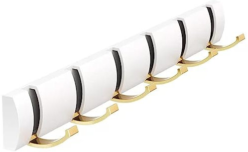 LeGDOr Garderobenhaken, modernes Wandregal, platzsparender Kleiderbügel mit einziehbaren Haken zum Aufhängen von Mänteln, Schals, Geldbörsen und mehr (Farbe: Gold, Größe: 6 x 48 cm)