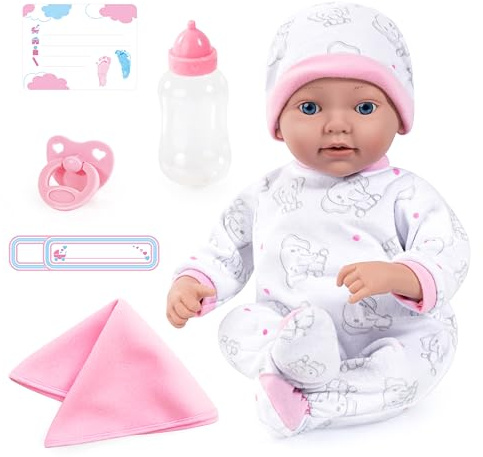 Bayer DesignReborn Babypuppe, 38 cm, realistisch, lebensecht | mit Flasche, Schnuller, Decke, Geburtsurkunde - Geschenk für Mädchen und Jungen